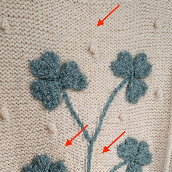 🇮🇪 Vintage Cooleen Shamrock Wool Aran Sweater Made In Ireland St Patrick's Day - Picture 12 of 15
